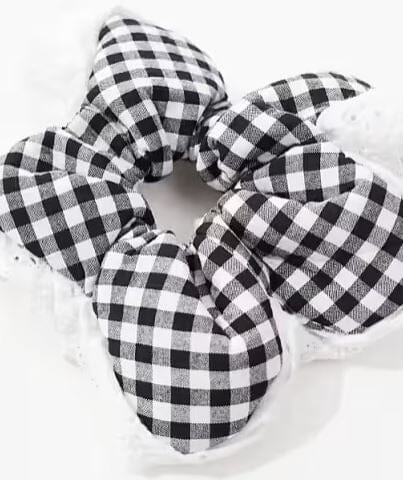 Gingham Flower scrunchie Black Easilocks 