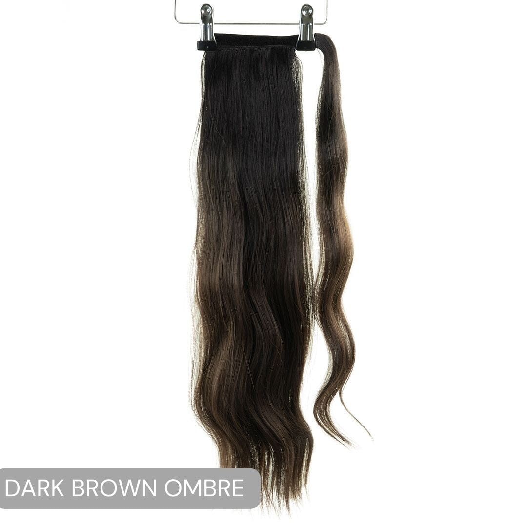 22 inches Ponytail Clip In Ponytails Easilocks 22" Loose Wave Dark Brown Ombre 