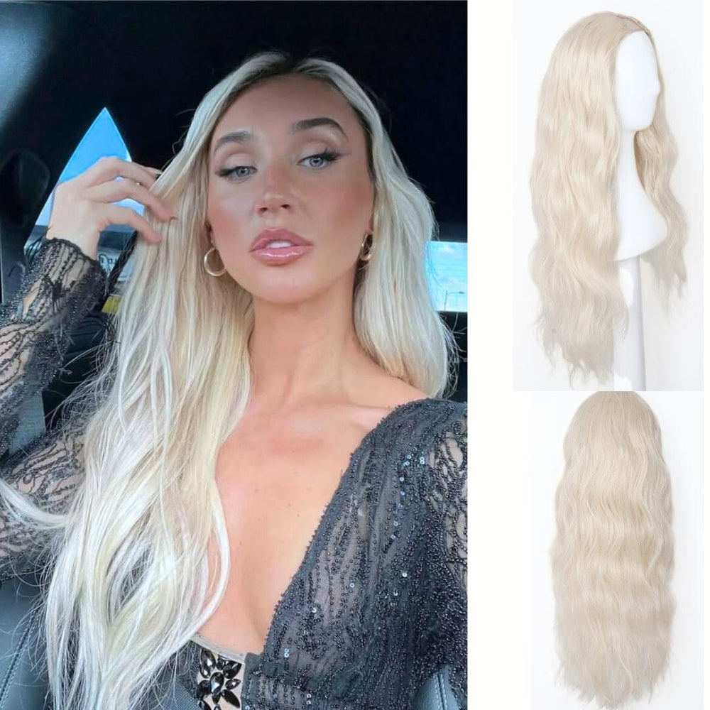 The Loose Wave Lace U-Part Wig Bundle Bundles Easilocks Ice Blonde 