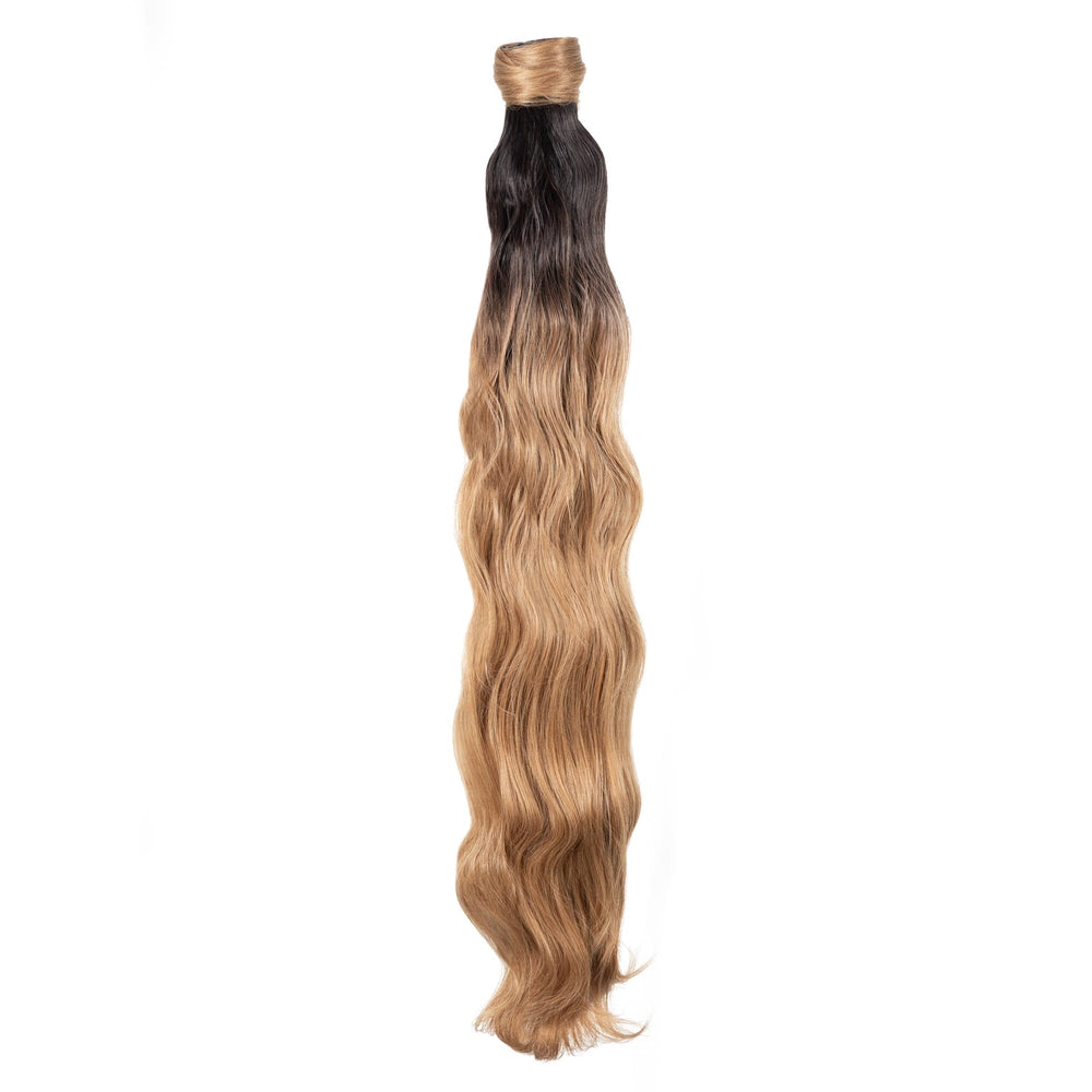 30" Body Wave Clip In Ponytail#color_medium-brown-ombre (7447136338115)