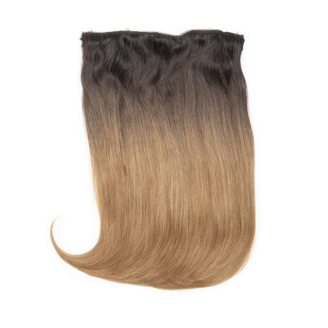 14" Silky Straight Clip In Hair Extensions Clip In Hair Extensions Easilocks Medium Brown Ombre 